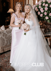 Octavia | Long Pink Bridesmaid Dress With Satin Boho Bow Mermaid Straps - Price #price_variant_lowest# - Pink - PromDressClub